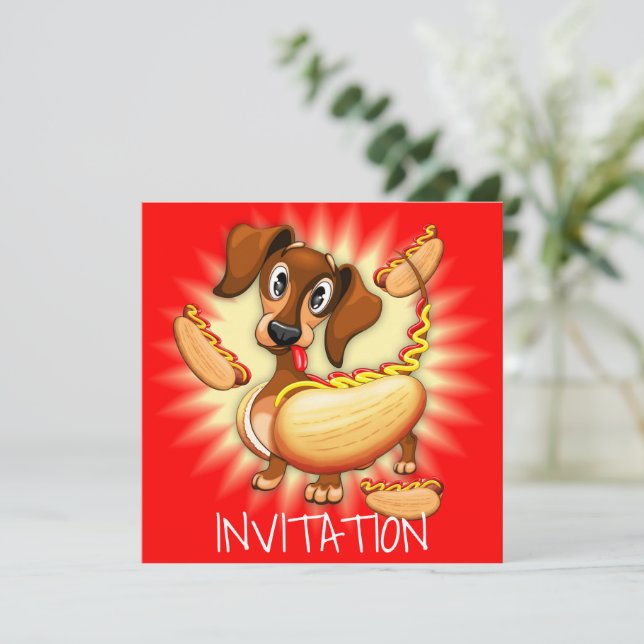 Dachshund Hot Dog Invitation (Standing Front)