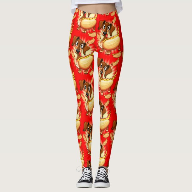 Dachshund Hot Dog Leggings (Front)