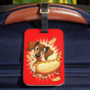 Dachshund Hot Dog Luggage Tag
