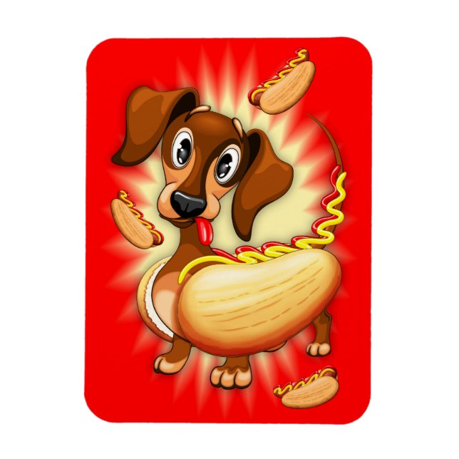 Dachshund Hot Dog Magnet (Vertical)