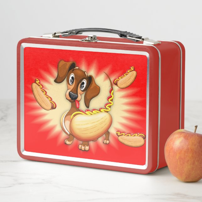 Dachshund Hot Dog Metal Lunch Box (In Situ)