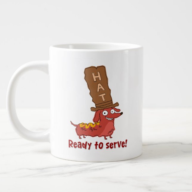 Dachshund Hot Dog Pun Large Coffee Mug (Left)