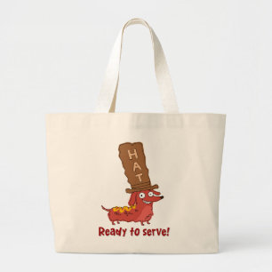 Dachshund Hot Dog Pun Large Tote Bag