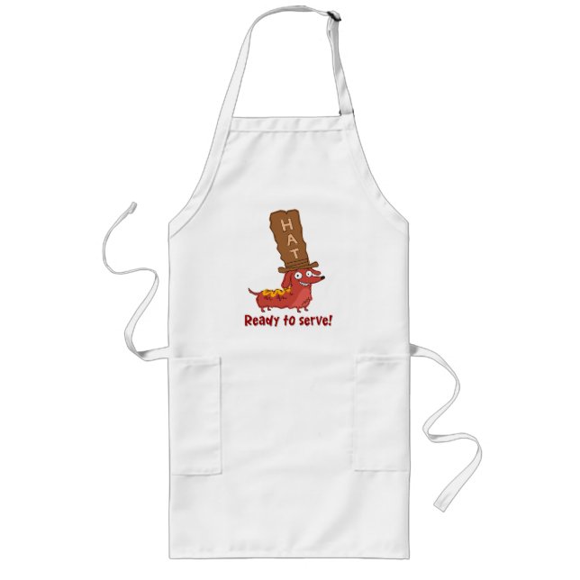 Dachshund Hot Dog Pun Long Apron (Front)