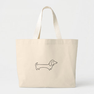 DACHSHUND, HOT DOG, SAUSAGE DOG, CUTE, DOG LOVER LARGE TOTE BAG