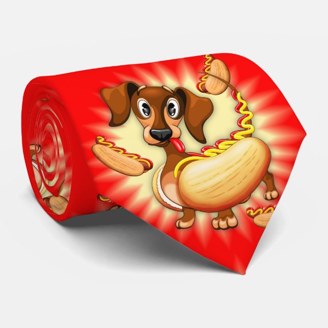 Dachshund Hot Dog Tie (Rolled)