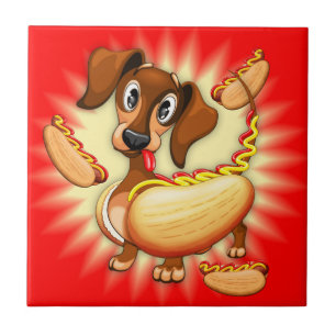 Dachshund Hot Dog Tile