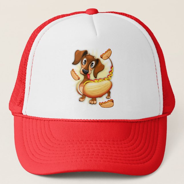 Dachshund Hot Dog Trucker Hat (Front)