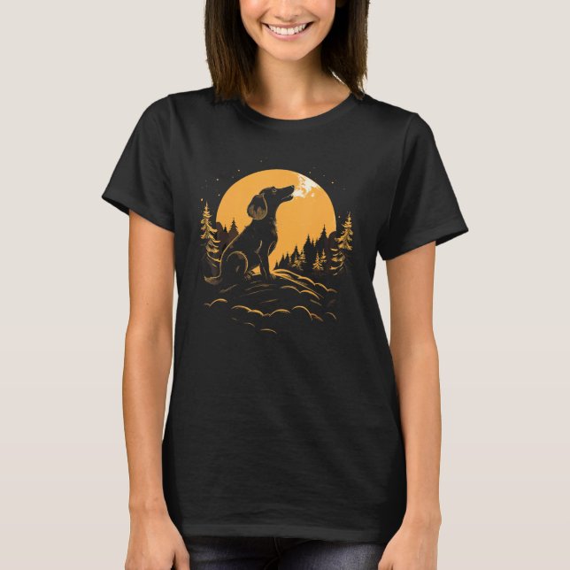 Dachshund Howling At The Moon Doxie Dog Dachshund  T-Shirt (Front)