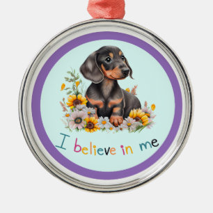 Dachshund I Believe In Me Metal Tree Decoration