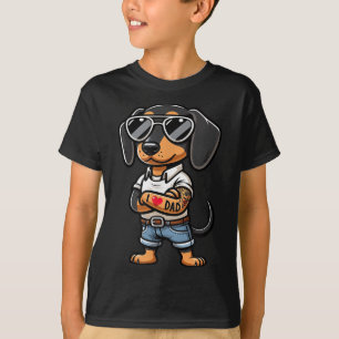 Dachshund I Love Dad Funny Dog Tattoo T-Shirt