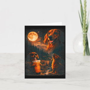 Dachshund iced drinking coffee lover howling three card
