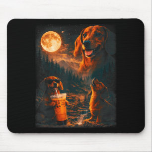 Dachshund iced drinking coffee lover howling three mouse mat