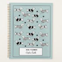 Dachshund illustrated Dog lovers Blue 2022 Planner