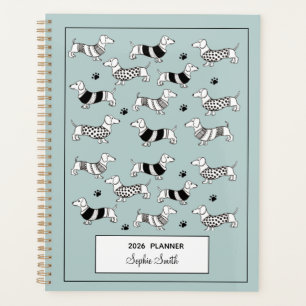 Dachshund illustrated Dog lovers Blue 2022 Planner
