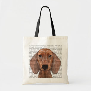 Dachshund Illustration Plain Tote Bag