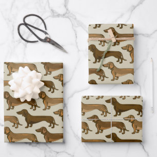 Dachshund Illustration Seamless Wrapping Paper Sheet