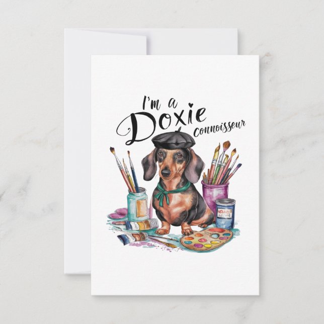 Dachshund I'm a Doxie Connoisseur Thank You Card (Front)