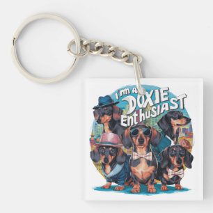 Dachshund I'm A Doxie Enthusiast Key Ring