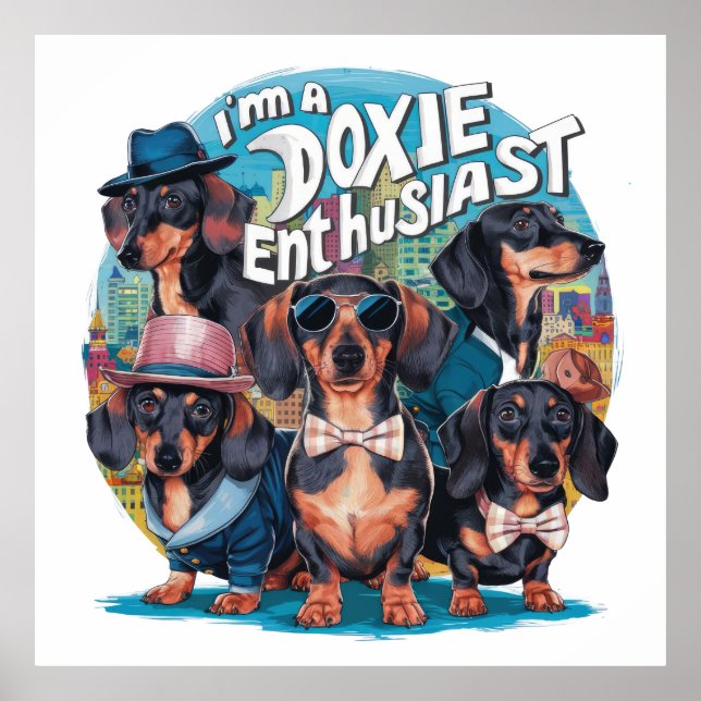 Dachshund I'm A Doxie Enthusiast Poster (Front)