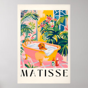 Dachshund in Bathtub Art Print Matisse Style