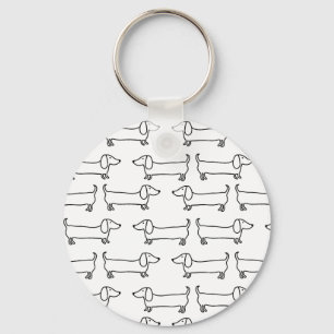 Dachshund in black-white key ring