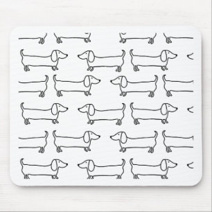 Dachshund in black-white mouse mat