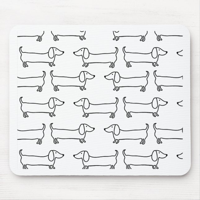 Dachshund in black-white mouse mat (Front)