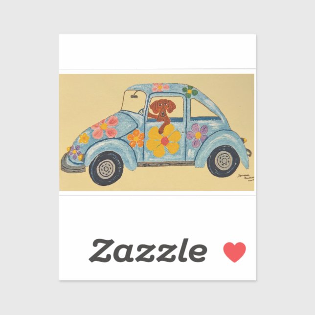 Dachshund in Hippie car (Sheet)