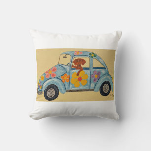 Dachshund in Hippie car Cushion