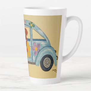 Dachshund in Hippie car  Latte Mug