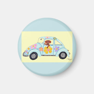 Dachshund in Hippie car Magnet