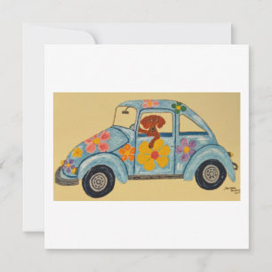 Dachshund in Hippie car  Thank You Card