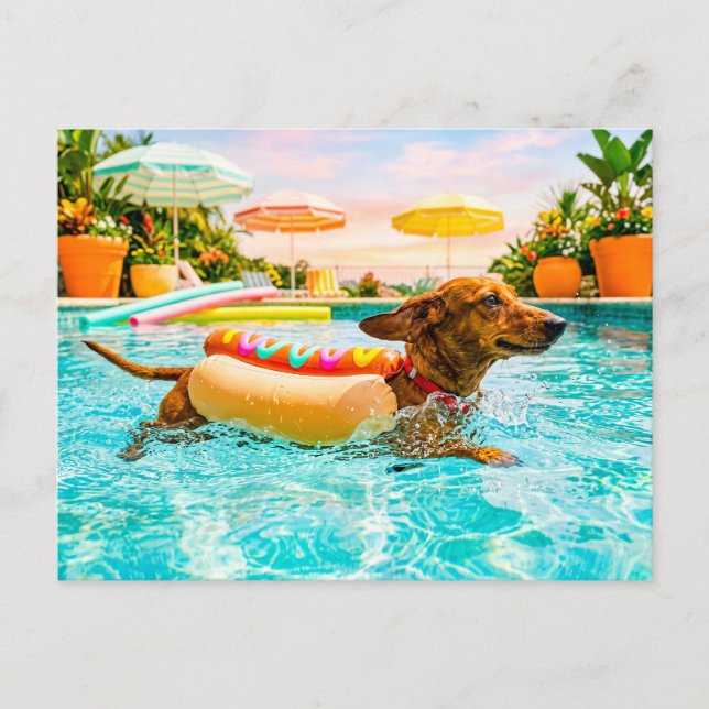 Dachshund in hotdog suit postcard (Front)