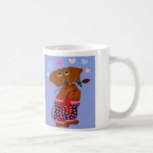 Dachshund In Pink Heart Shorts Coffee Mug