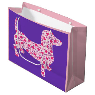 Dachshund in Pink Hearts Large Gift Bag