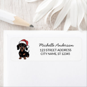 Dachshund in Santa Hat Christmas Return Address   