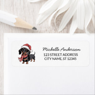 Dachshund in Santa Hat Christmas Return Address   