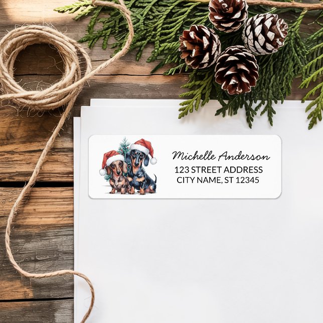 Dachshund in Santa Hat Christmas Return Address    (Creator Uploaded)