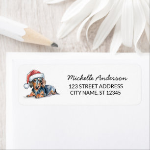 Dachshund in Santa Hat Christmas Return Address   