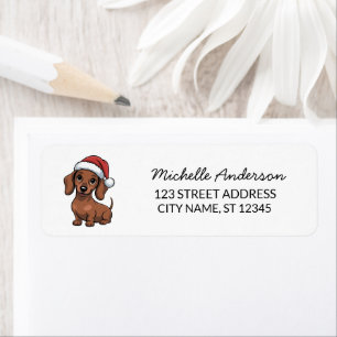 Dachshund in Santa Hat Christmas Return Address   