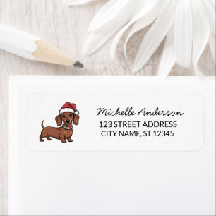 Dachshund in Santa Hat Christmas Return Address   