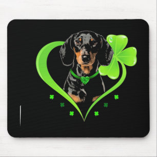 Dachshund In Shamrock Heart Mouse Mat