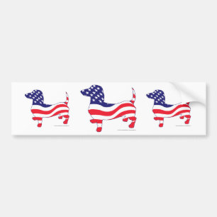 Dachshund in the American Flag Bumper Sticker