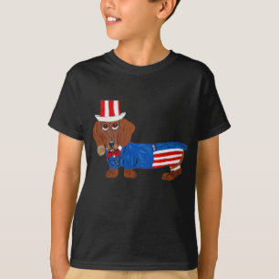 Dachshund In Uncle Sam Suit T-Shirt