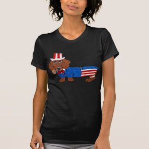 Dachshund In Uncle Sam Suit T-Shirt