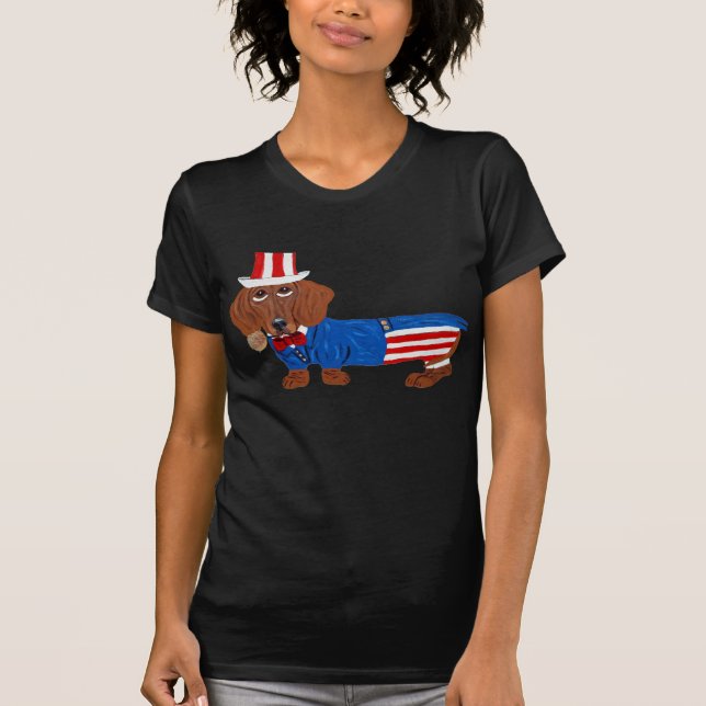 Dachshund In Uncle Sam Suit T-Shirt (Front)