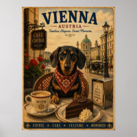Dachshund in Vienna Vintage Travel Poster