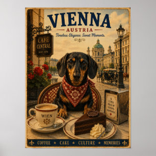 Dachshund in Vienna Vintage Travel Poster