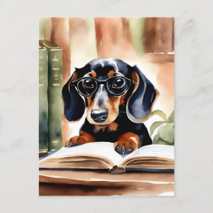 Dachshund in Watercolor Art Postcard